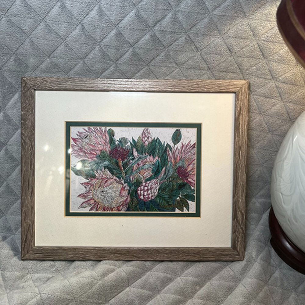Cindy Conklin Signed Scratchwork Lithograph - Ginger Bouquet